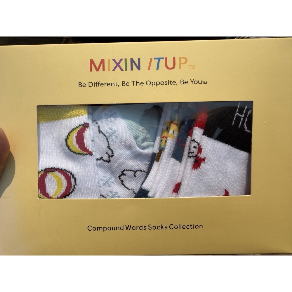 Mixin It Up 6 pack Compound Words Socks Kids Size M 6-9 Years. New